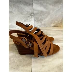 Lauren Ralph Lauren Women’s Sandals Lucetta Brown Cow Leather Strappy Buckle 8B